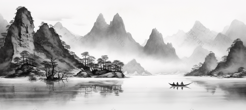 中国风新中式水墨风山水背景图,插画/手绘图,插画/手绘图库,插画/手绘图下载,插画/手绘